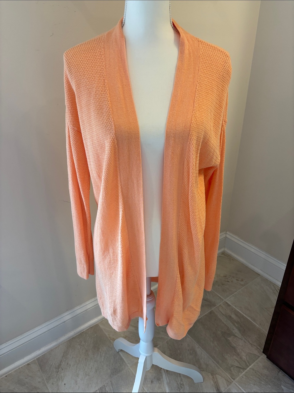 Chico's Lightweight Peach Open Cardigan